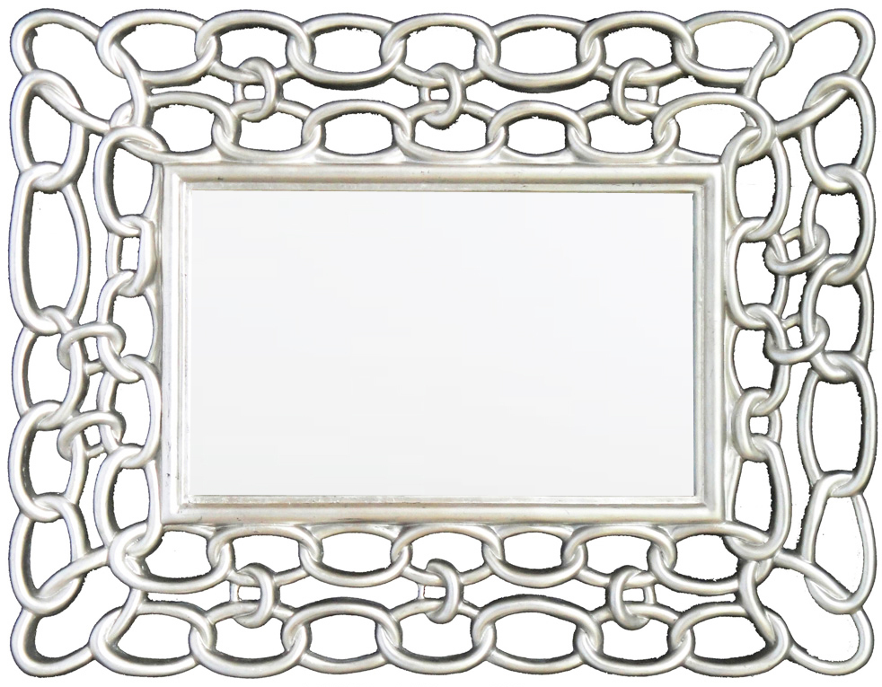 CF066 Wall décor art mirror silver modern rectangular chain link frame